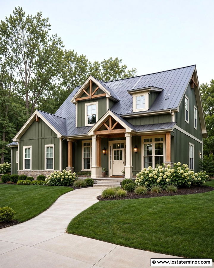 Moss Green Farmhouse With Cream Dutch Door - 30 Moss Green House Design With Dutch Door Ideas