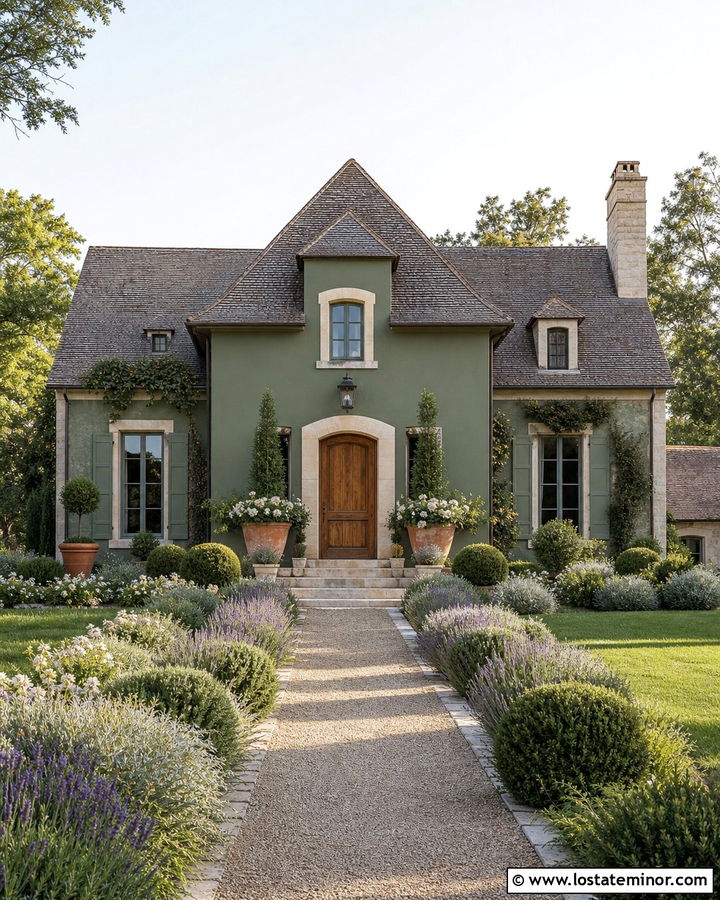 Moss Green French Country House With Lavender Landscaping - 30 Moss Green House Design With Landscaping Ideas