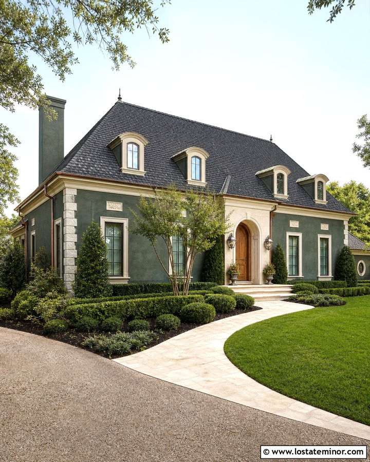 Moss Green French Country With Hipped Dormers - 30 Moss Green House Design With Dormers Ideas