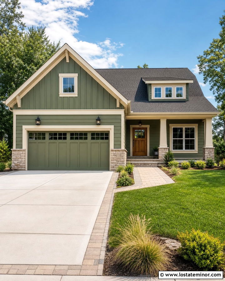 Moss Green Gable House With Attached Garage - 30 Moss Green House Design With Gables Ideas