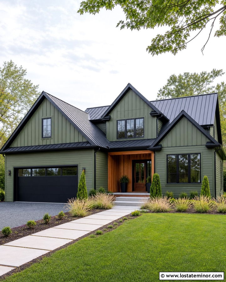 Moss Green Gable House With Black Trim - 30 Moss Green House Design With Gables Ideas