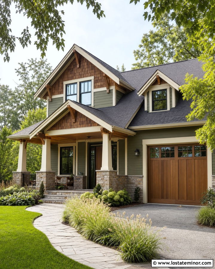 Moss Green Gable House With Cedar Accents - 30 Moss Green House Design With Gables Ideas