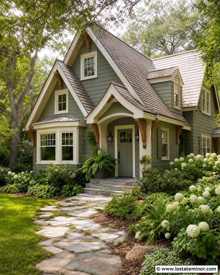 Moss Green Gable House With Cedar Shake Roof - 30 Moss Green House Design With Gables Ideas