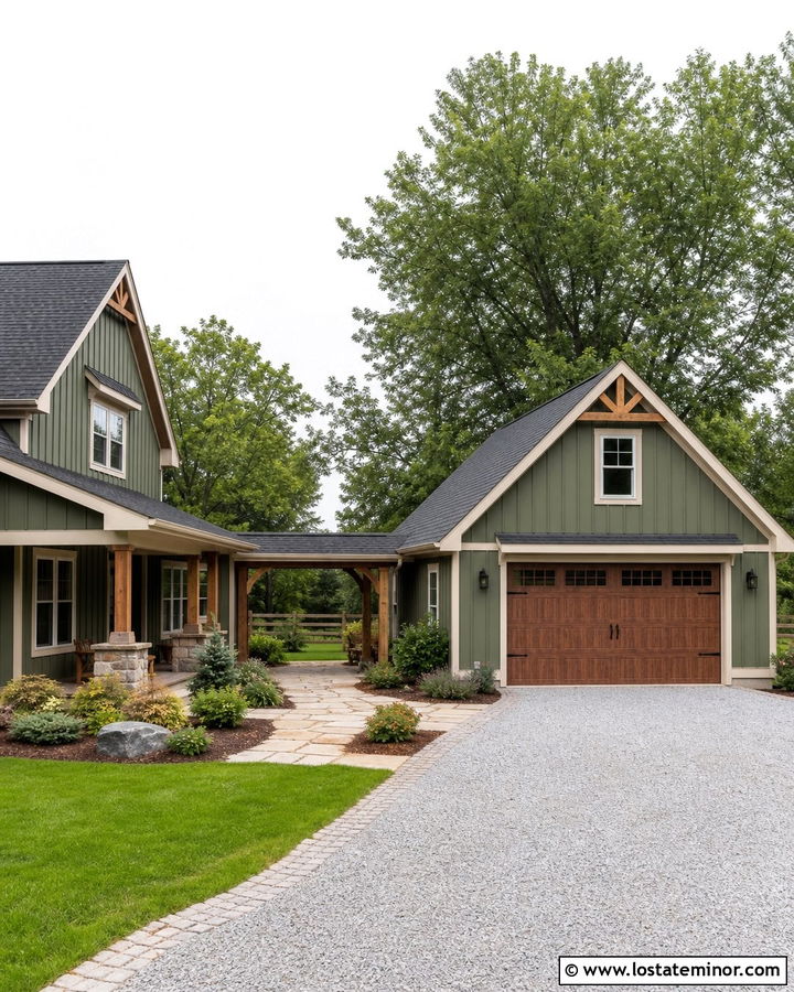 Moss Green Gable House With Detached Garage - 30 Moss Green House Design With Gables Ideas