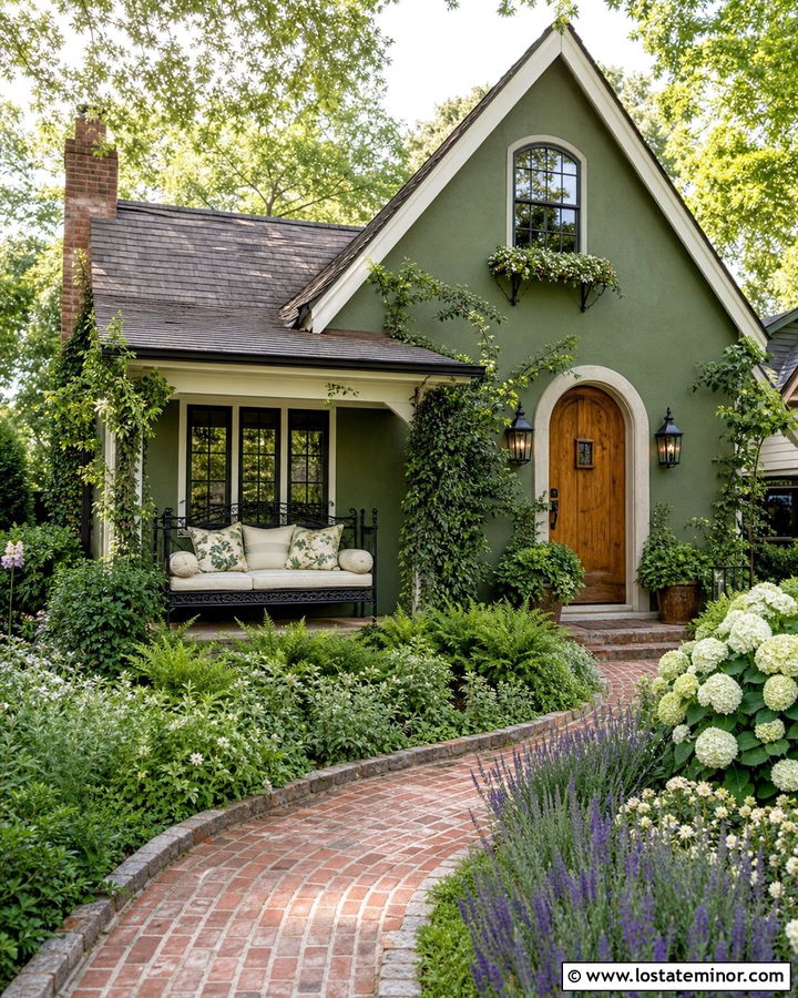 Moss Green Garden Cottage With Iron Daybed - 30 Moss Green House Design With Daybed Ideas