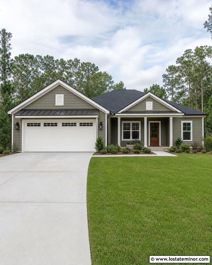 Moss Green House With A Garage Awning - 30 Moss Green House Design With Awning Ideas