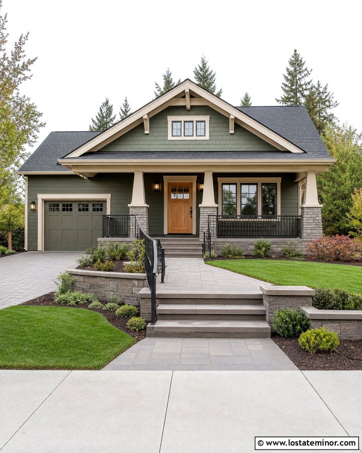 Moss Green House With Accessible Entry Steps - 30 Moss Green House Design With Steps Ideas