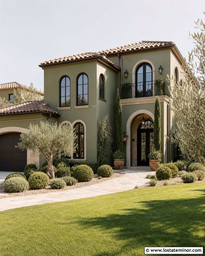 Moss Green House With Arched Black Windows - 30 Moss Green House Design With Window Frames Ideas