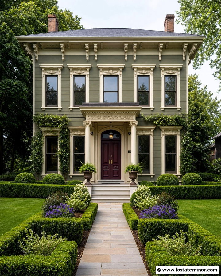 Moss Green House With Aubergine Front Door - 30 Moss Green House Design With Front Door Ideas