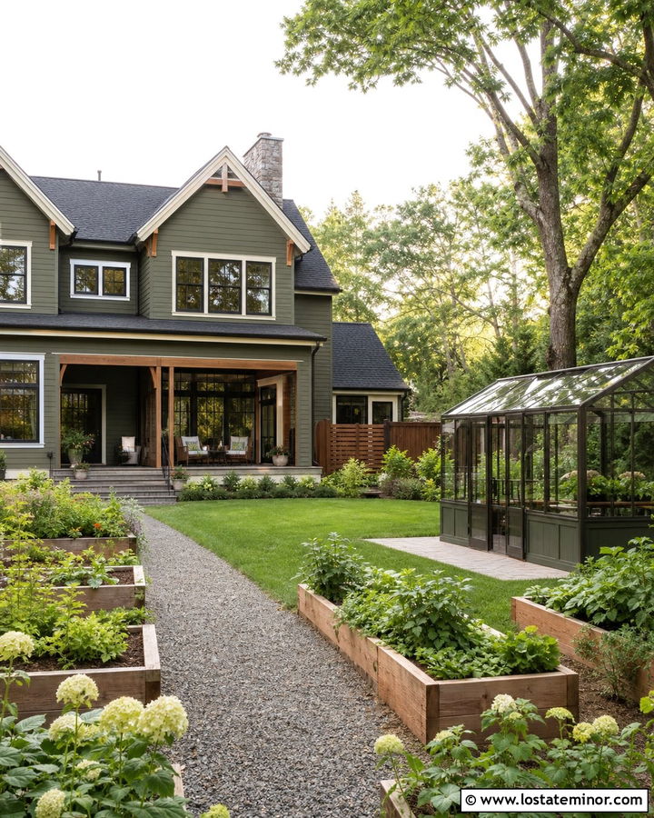 Moss Green House With Backyard Greenhouse - 30 Moss Green House Design With Backyard Ideas