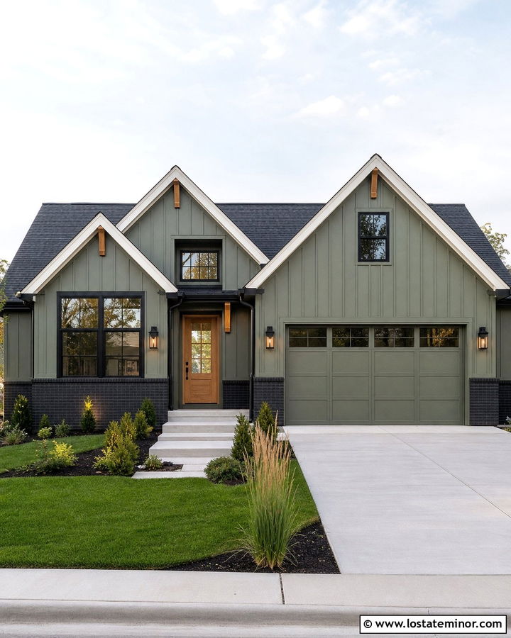 Moss Green House With Black Brick Wainscoting - 30 Moss Green House Design With Wainscoting Ideas