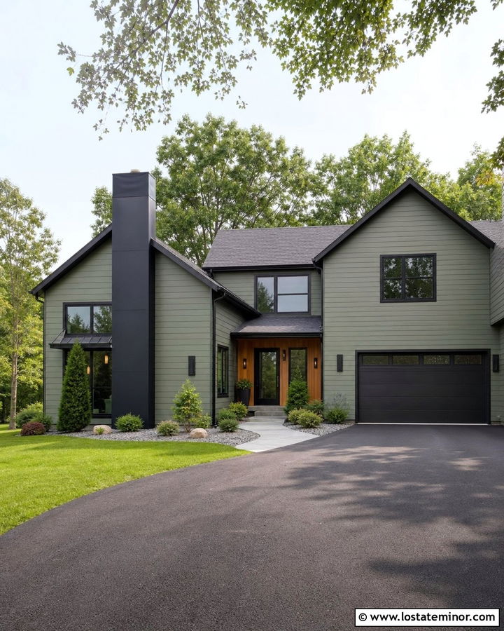 Moss Green House With Black Chimney - 30 Moss Green House Design With Chimney Ideas