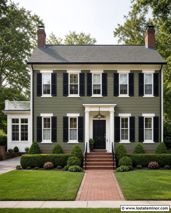 Moss Green House With Black Entry Door - 30 Moss Green House Design With Entry Door Ideas