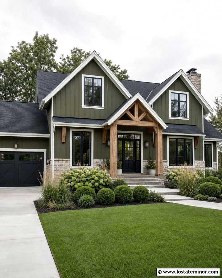 Moss Green House With Black Front Door - 30 Moss Green House Design With Front Door Ideas