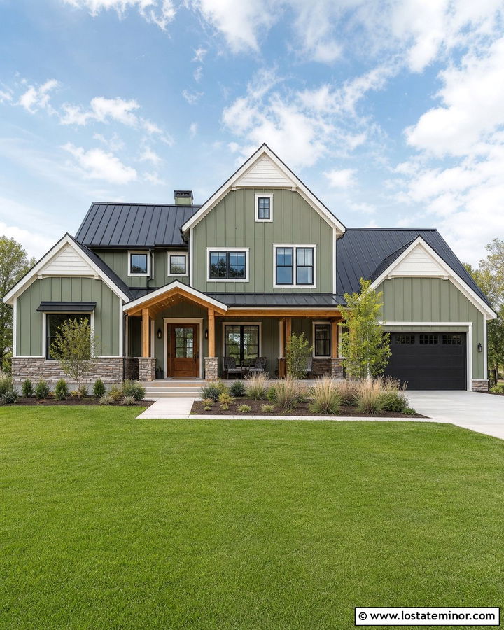 Moss Green House With Black Metal Roof - 30 Moss Green House Design With Roof Ideas