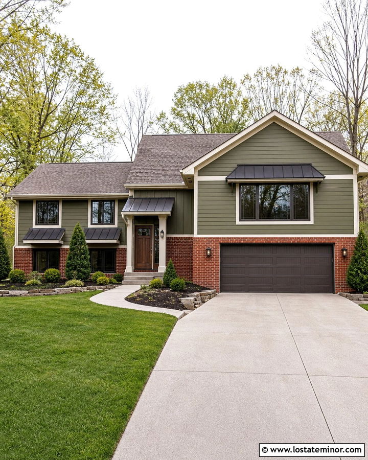 Moss Green House With Brick And Awnings - 30 Moss Green House Design With Awning Ideas