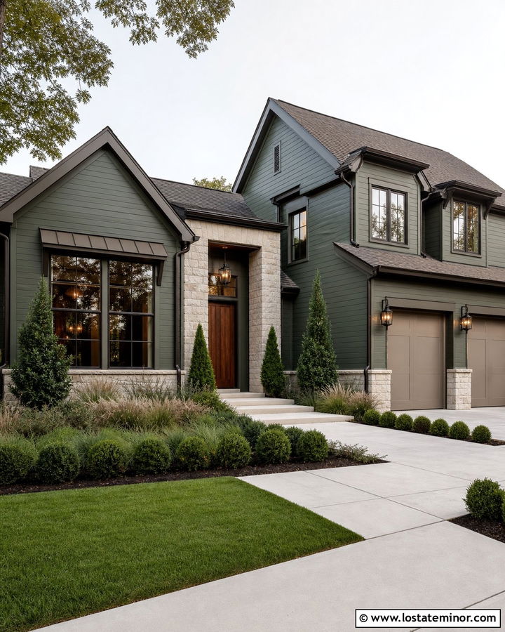 Moss Green House With Bronze Window Frames - 30 Moss Green House Design With Window Frames Ideas