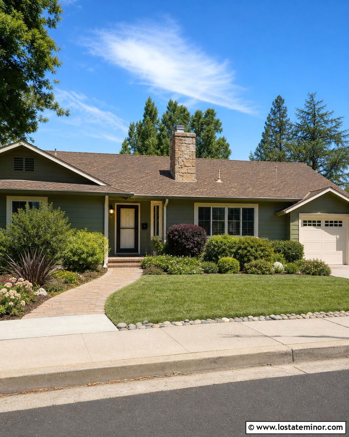 Moss Green House With Brown Roof And Bronze Storm Door - 30 Moss Green House Design With Storm Door Ideas