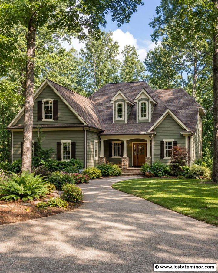 Moss Green House With Brown Roof And Dormers - 30 Moss Green House Design With Dormers Ideas