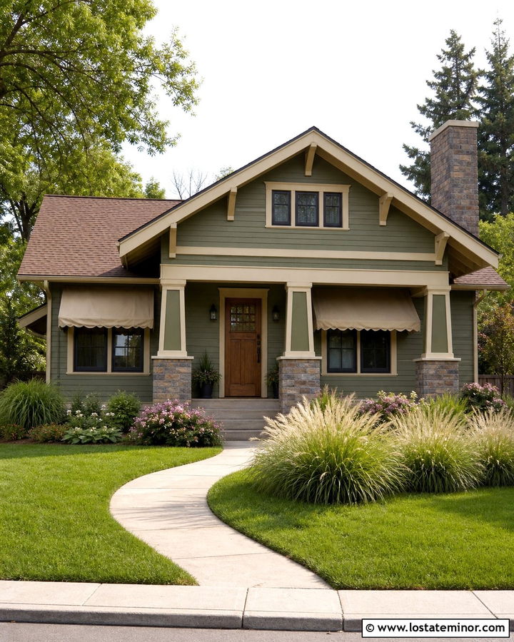 Moss Green House With Bungalow Window Awnings - 30 Moss Green House Design With Awning Ideas