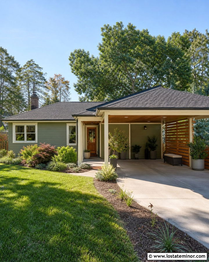 Moss Green House With Carport Patio - 30 Moss Green House Design With Carport Ideas