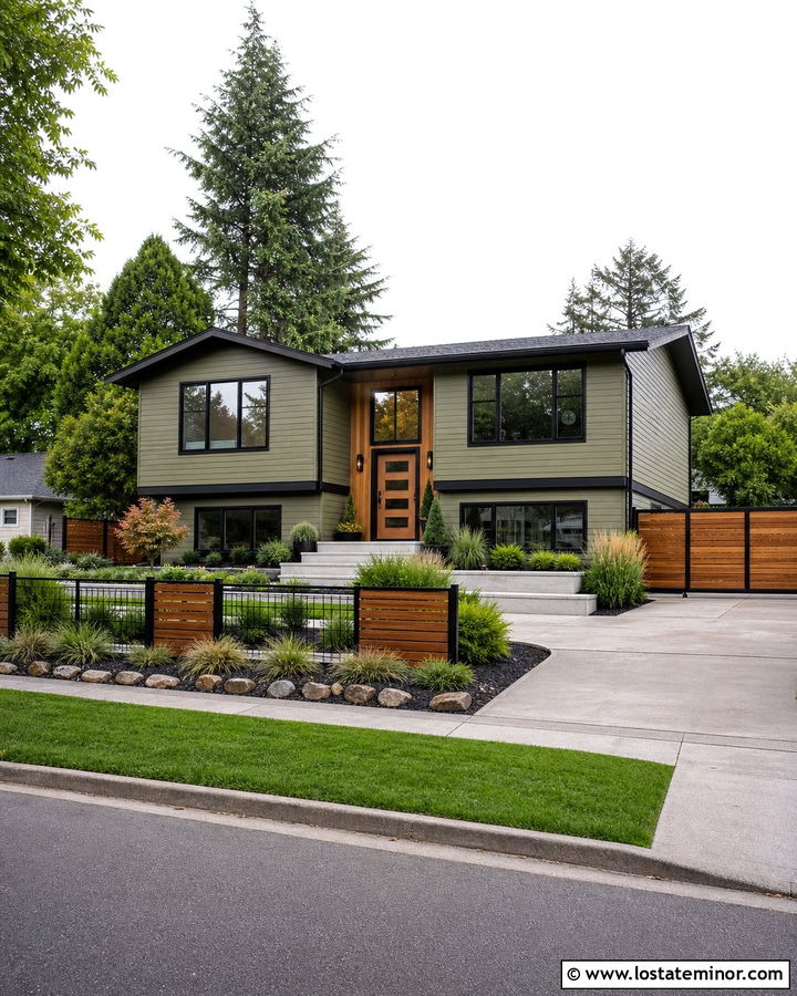 Moss Green House With Cedar And Metal Fence - 30 Moss Green House Design With Fence Ideas