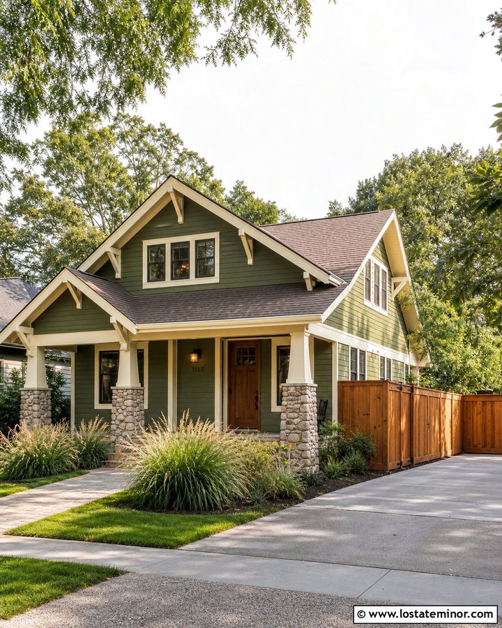 Moss Green House With Cedar Privacy Fence - 30 Moss Green House Design With Fence Ideas