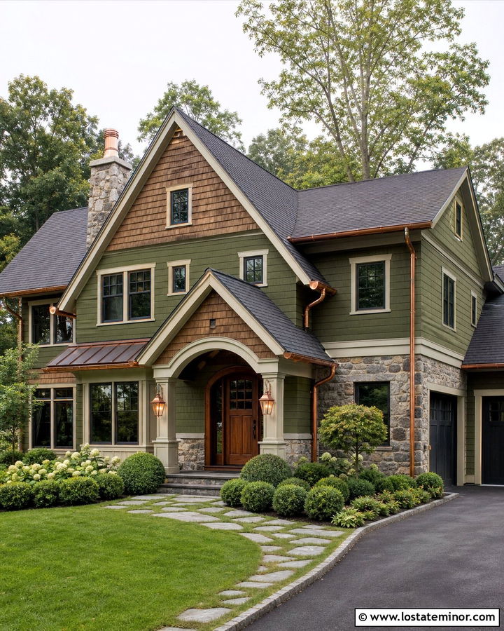 Moss Green House With Cedar Shake And Copper Accents - 30 Moss Green House Design With Cedar Shake Ideas