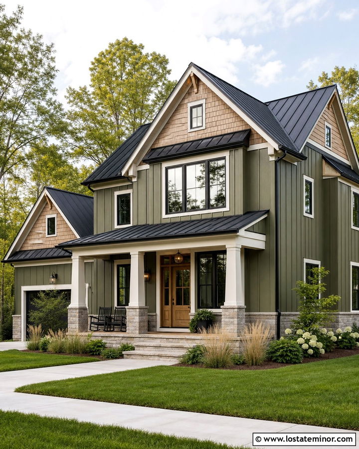 Moss Green House With Cedar Shake And Metal Roof - 30 Moss Green House Design With Cedar Shake Ideas