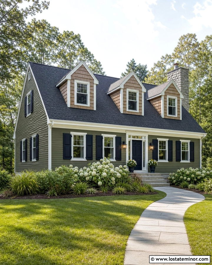 Moss Green House With Cedar Shake And Navy Door - 30 Moss Green House Design With Cedar Shake Ideas