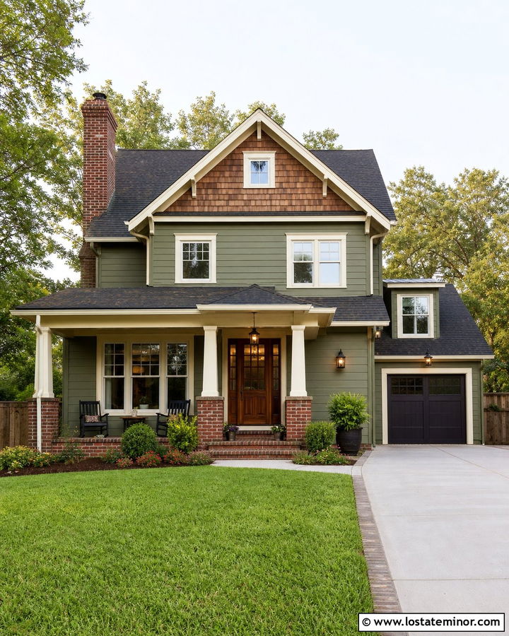 Moss Green House With Cedar Shake And Red Brick - 30 Moss Green House Design With Cedar Shake Ideas
