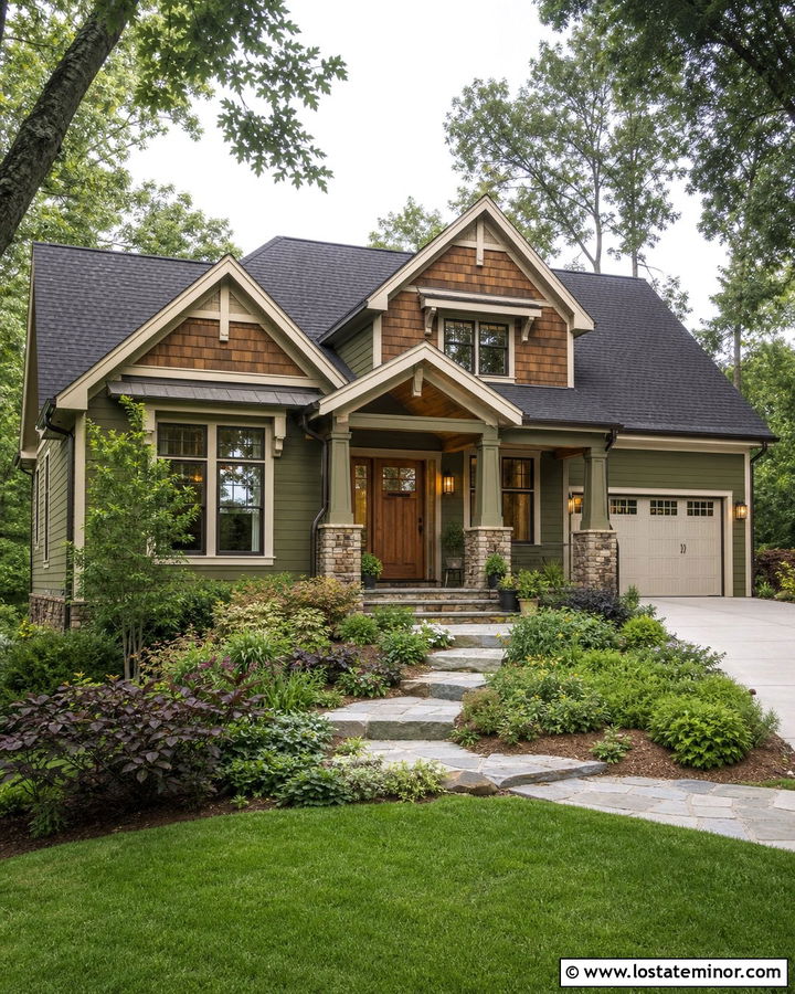 Moss Green House With Cedar Shake And Wood Door - 30 Moss Green House Design With Cedar Shake Ideas