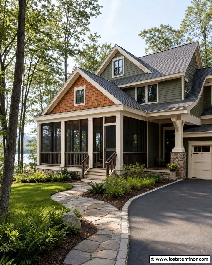 Moss Green House With Cedar Shake Screened Porch - 30 Moss Green House Design With Cedar Shake Ideas