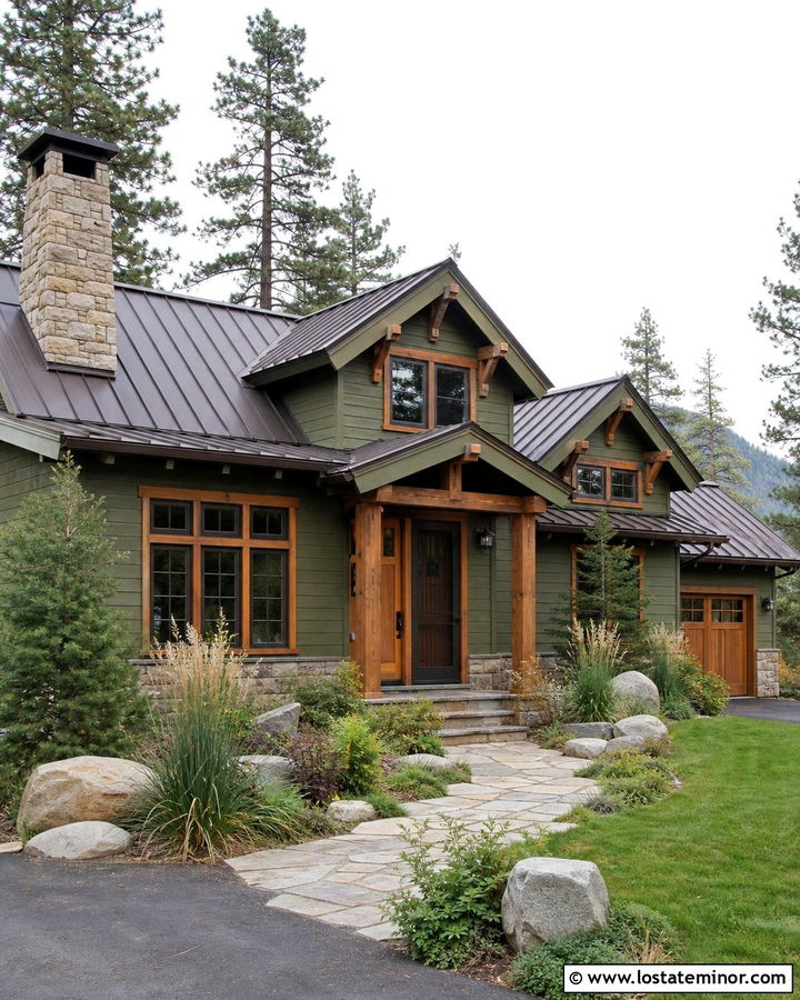 Moss Green House With Cedar Trim And Bronze Storm Door - 30 Moss Green House Design With Storm Door Ideas