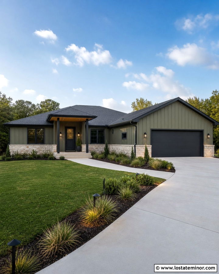 Moss Green House With Charcoal Front Door - 30 Moss Green House Design With Front Door Ideas