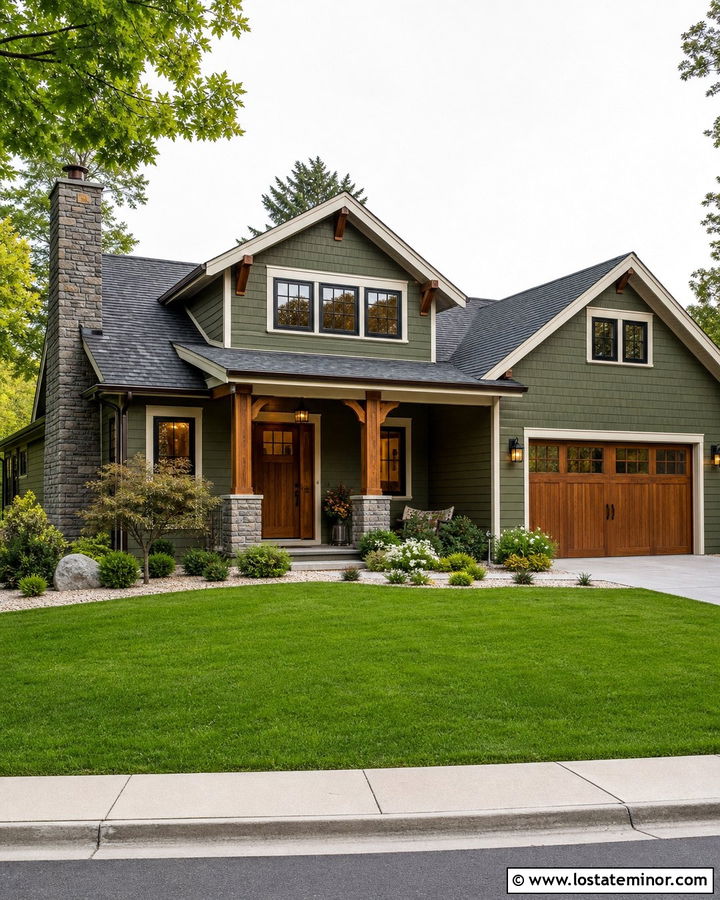 Moss Green House With Chimney And Charcoal Roof - 30 Moss Green House Design With Chimney Ideas