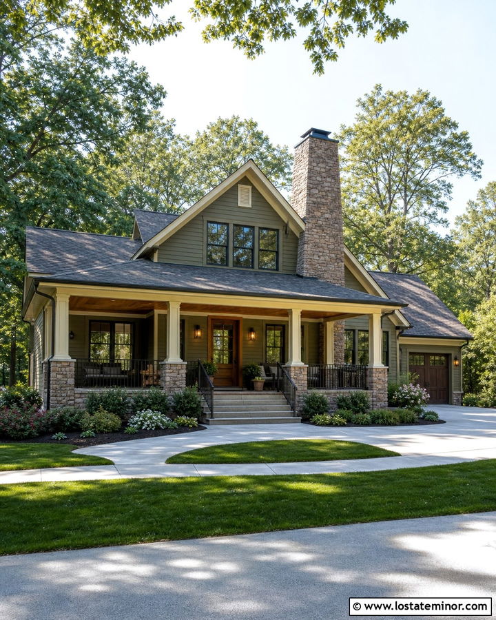 Moss Green House With Chimney And Front Porch - 30 Moss Green House Design With Chimney Ideas