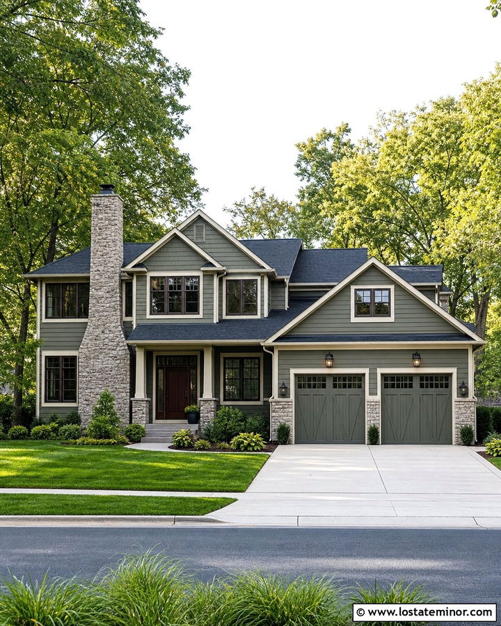 Moss Green House With Chimney And Garage - 30 Moss Green House Design With Chimney Ideas