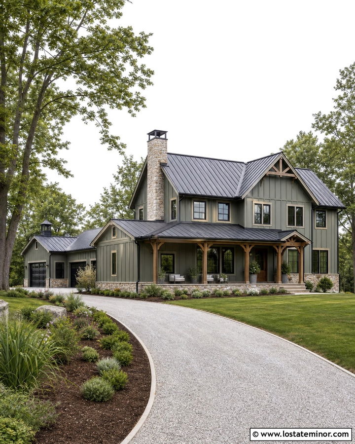 Moss Green House With Chimney And Metal Roof - 30 Moss Green House Design With Chimney Ideas