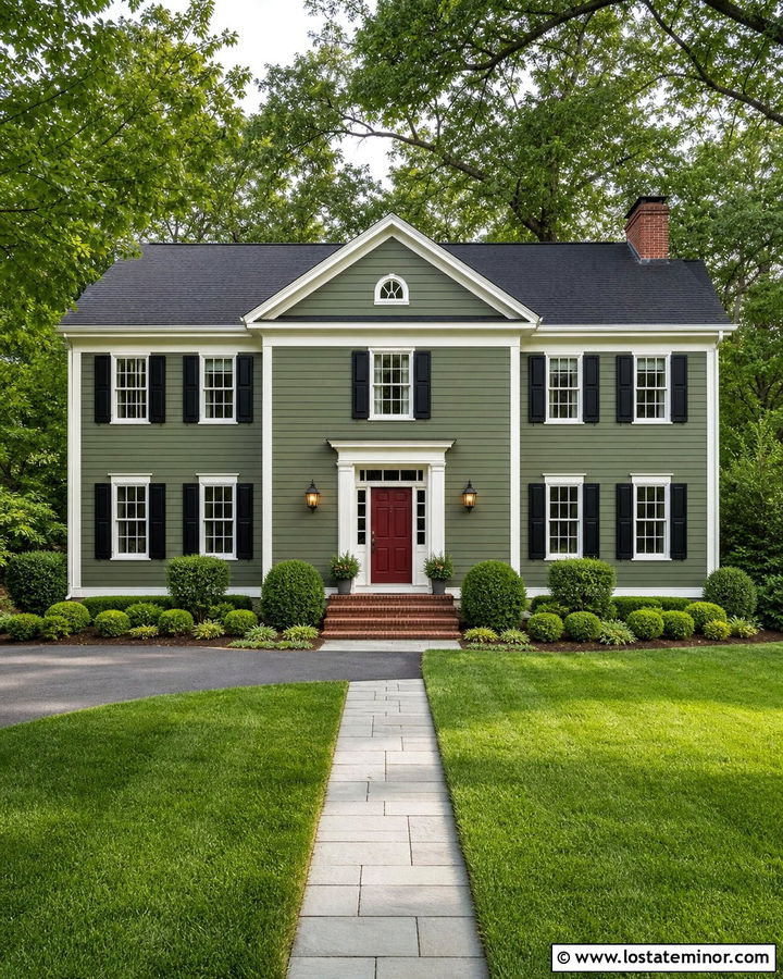 Moss Green House With Colonial Window Trim - 30 Moss Green House Design With Window Frames Ideas