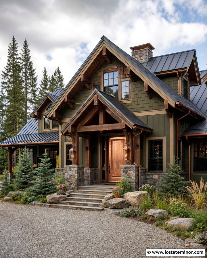 Moss Green House With Copper Front Door - 30 Moss Green House Design With Front Door Ideas