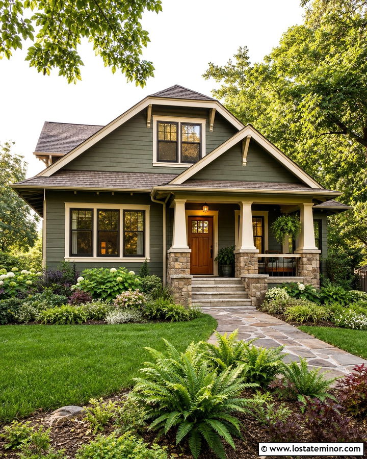 Moss Green House With Craftsman Window Trim - 30 Moss Green House Design With Window Frames Ideas