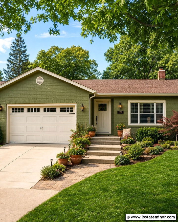 Moss Green House With Cream Front Door - 30 Moss Green House Design With Front Door Ideas