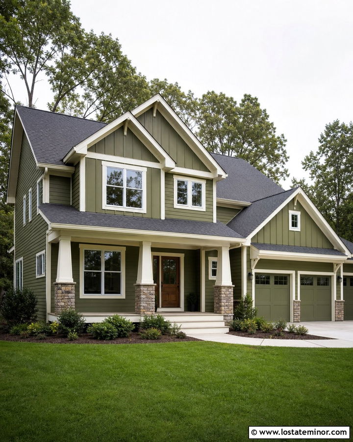 Moss Green House With Cross Gable Roof - 30 Moss Green House Design With Roof Ideas