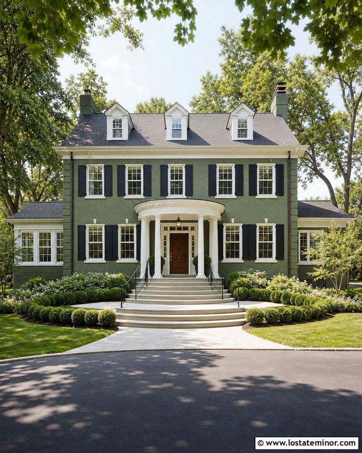 Moss Green House With Curved Front Steps - 30 Moss Green House Design With Steps Ideas