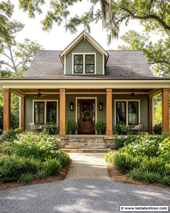Moss Green House With Cypress Porch Ceiling - 30 Moss Green House Design With Porch Ceiling Ideas
