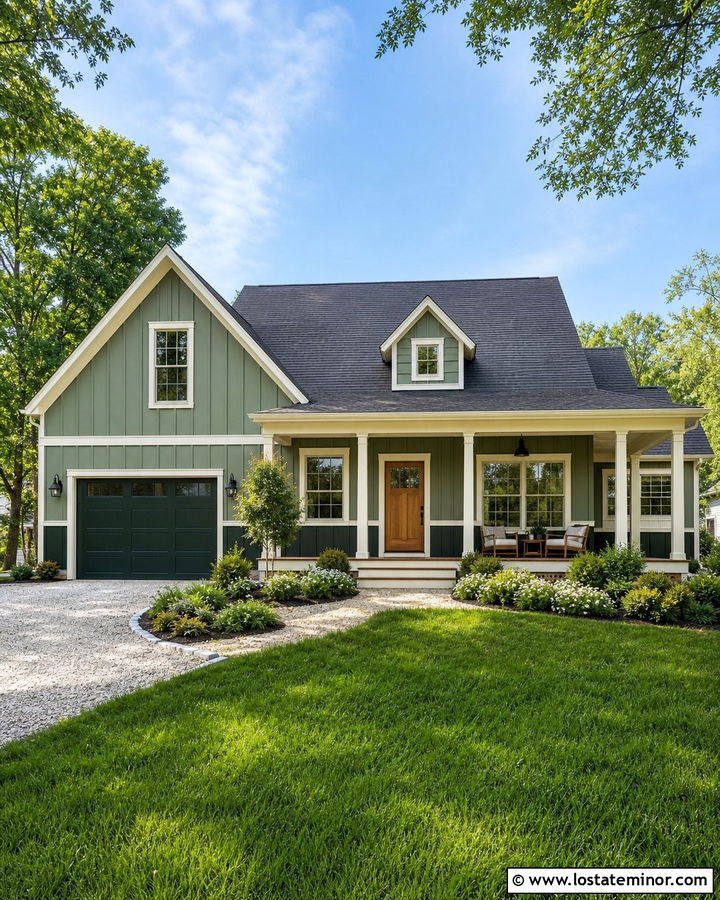 Moss Green House With Dark Green Wainscoting - 30 Moss Green House Design With Wainscoting Ideas
