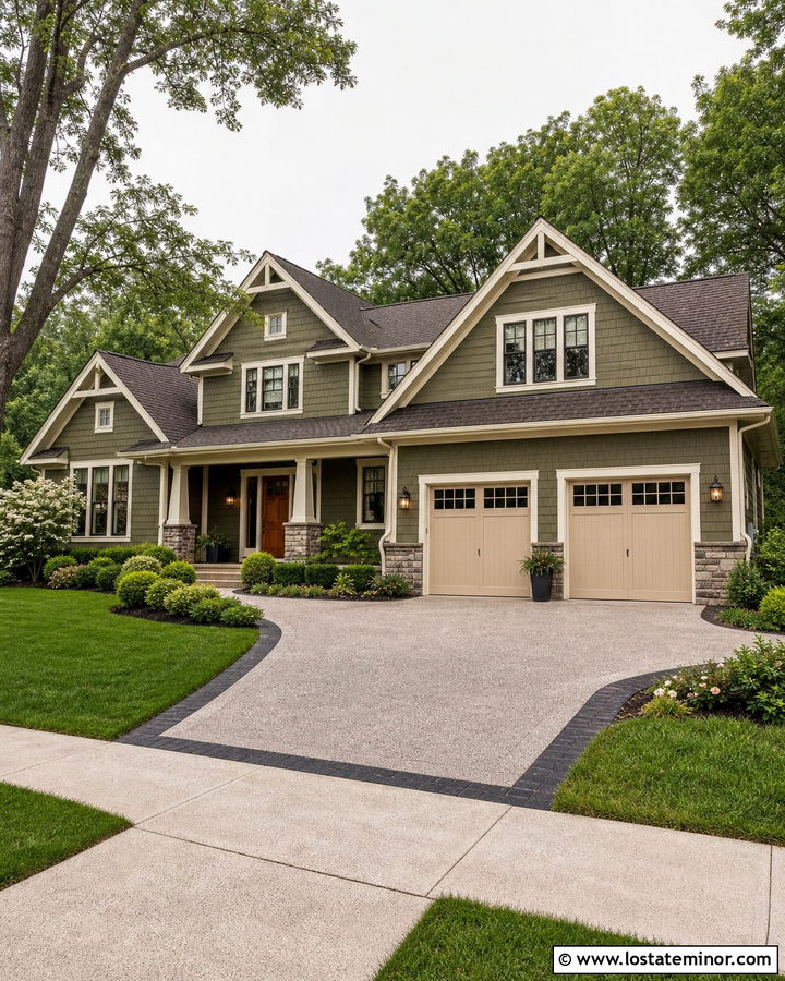 Moss Green House With Double Garage Doors - 30 Moss Green House Design With Garage Door Ideas