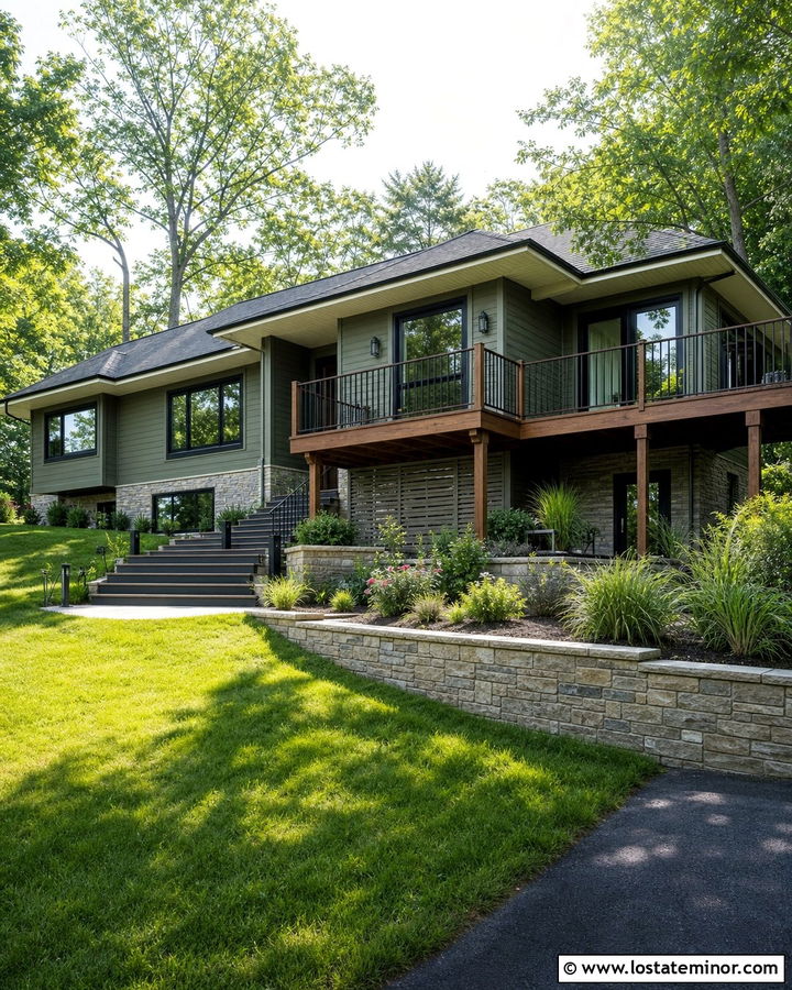 Moss Green House With Elevated Deck - 30 Moss Green House Design With Deck Ideas