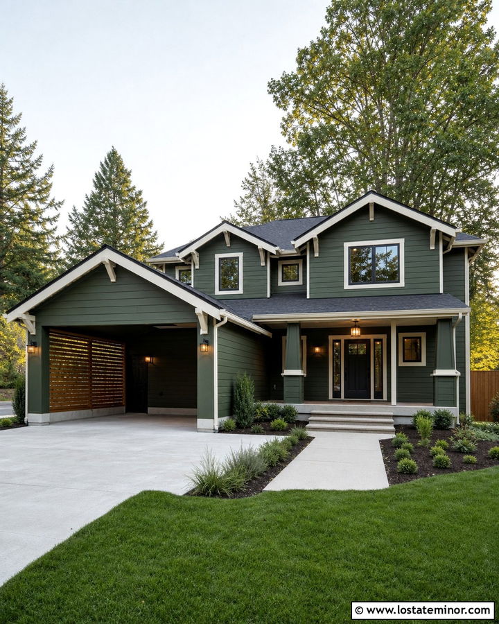 Moss Green House With Enclosed Carport Sides - 30 Moss Green House Design With Carport Ideas